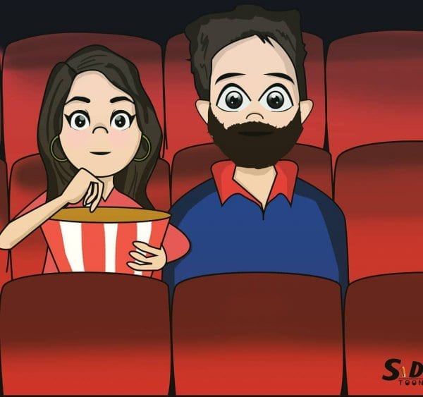 Movie Date Couple Caricature