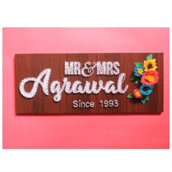 Nameplate with Flowers String Art by Sushmita