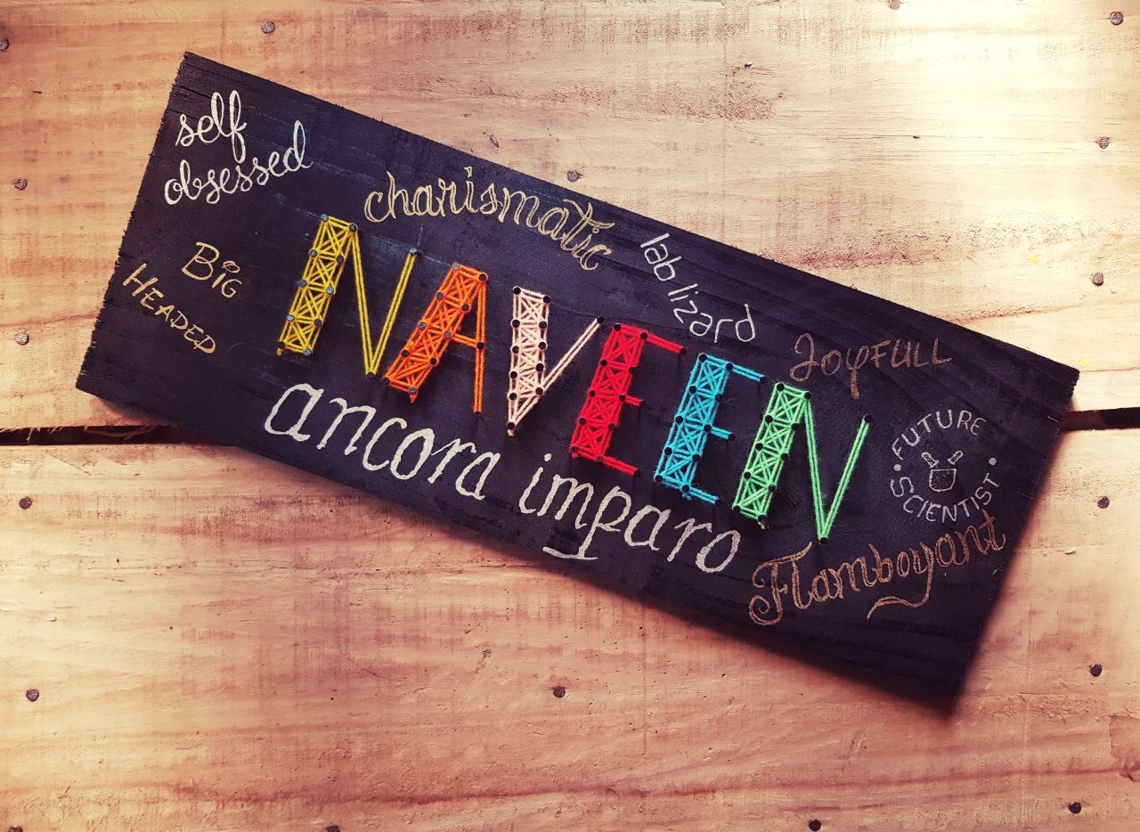 Naveen's Name String Art by Sonal Malhotra - Stoned Santa