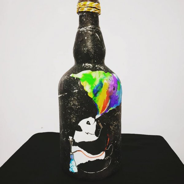 Panda themed glass bottle