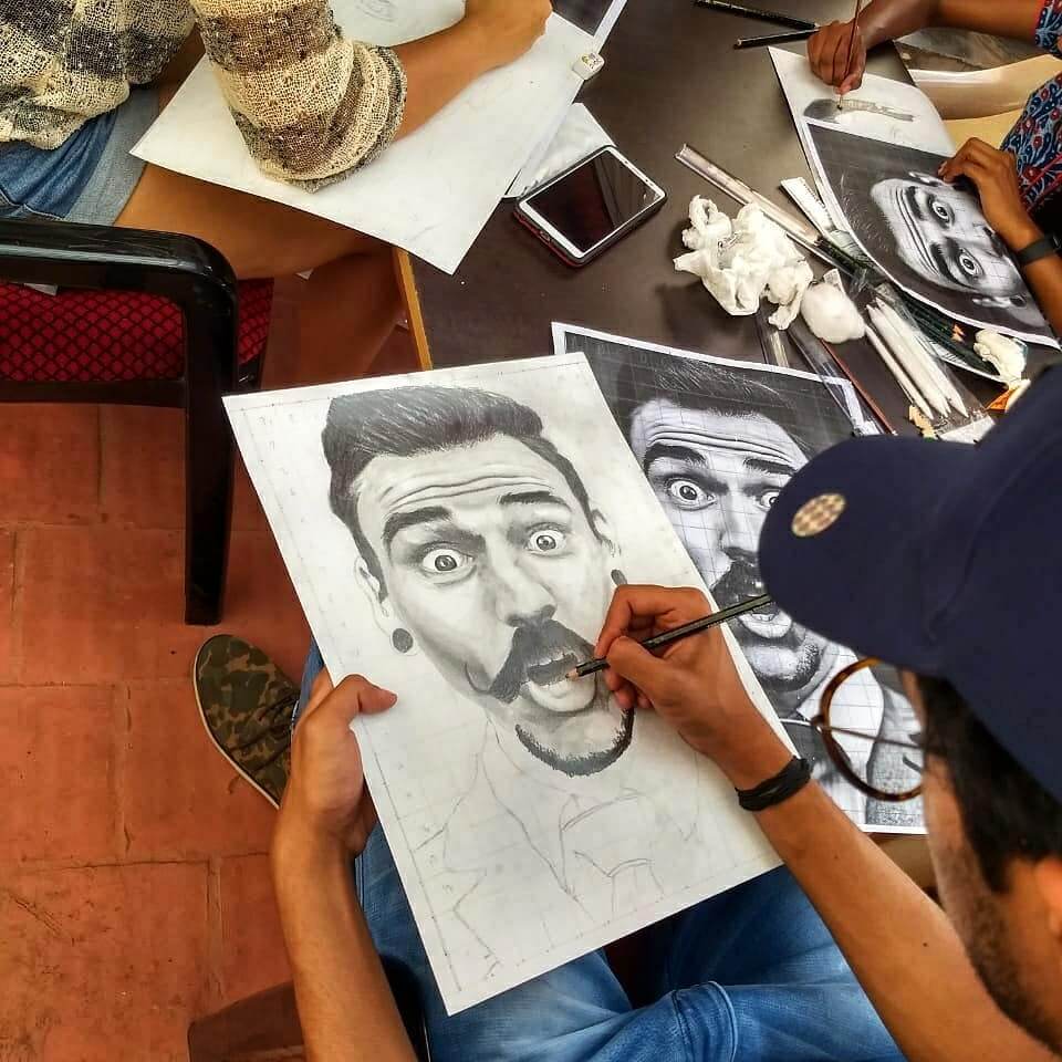 Pencil Sketching Art by Naveen Veera Stoned Santa
