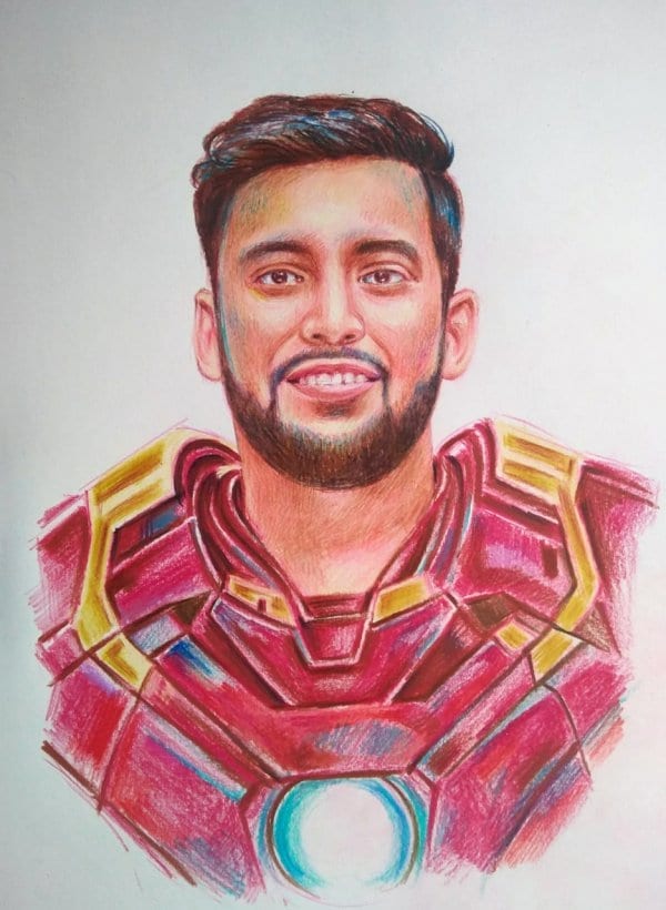 Personalised Iron man Colour Portrait by Koushik