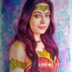 Personalised Wonder Woman Colour Portrait by Koushik