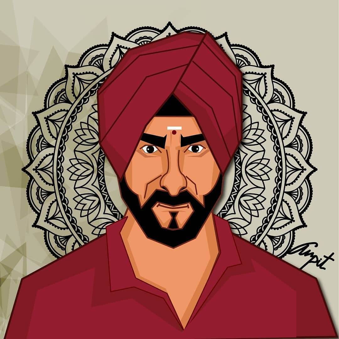 Saif Ali Khan Sacred Games Caricature by Arpit Dudwewal - Stoned Santa