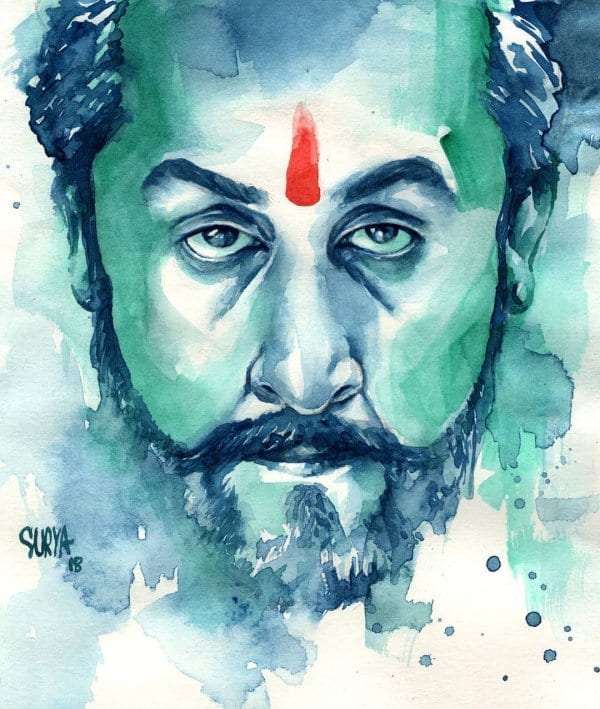 Sanjay Dutt Watercolour Portrait by Surya Shetty