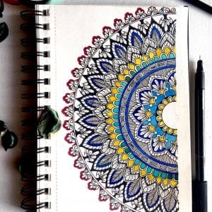 Sapphiric Mandala Art Notebook with Canary tones