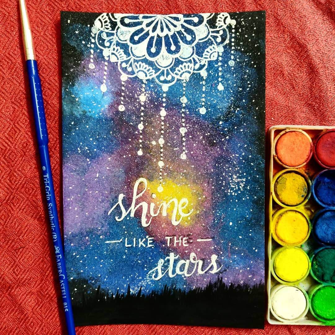 Shine Like the Stars Watercolor Mandala Art- Stoned Santa