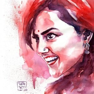 Shraddha Srinath Watercolour Portrait by Surya Shetty