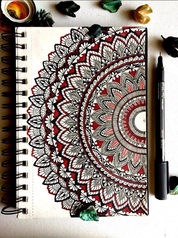 Tri Colored Mandala Art Notebook