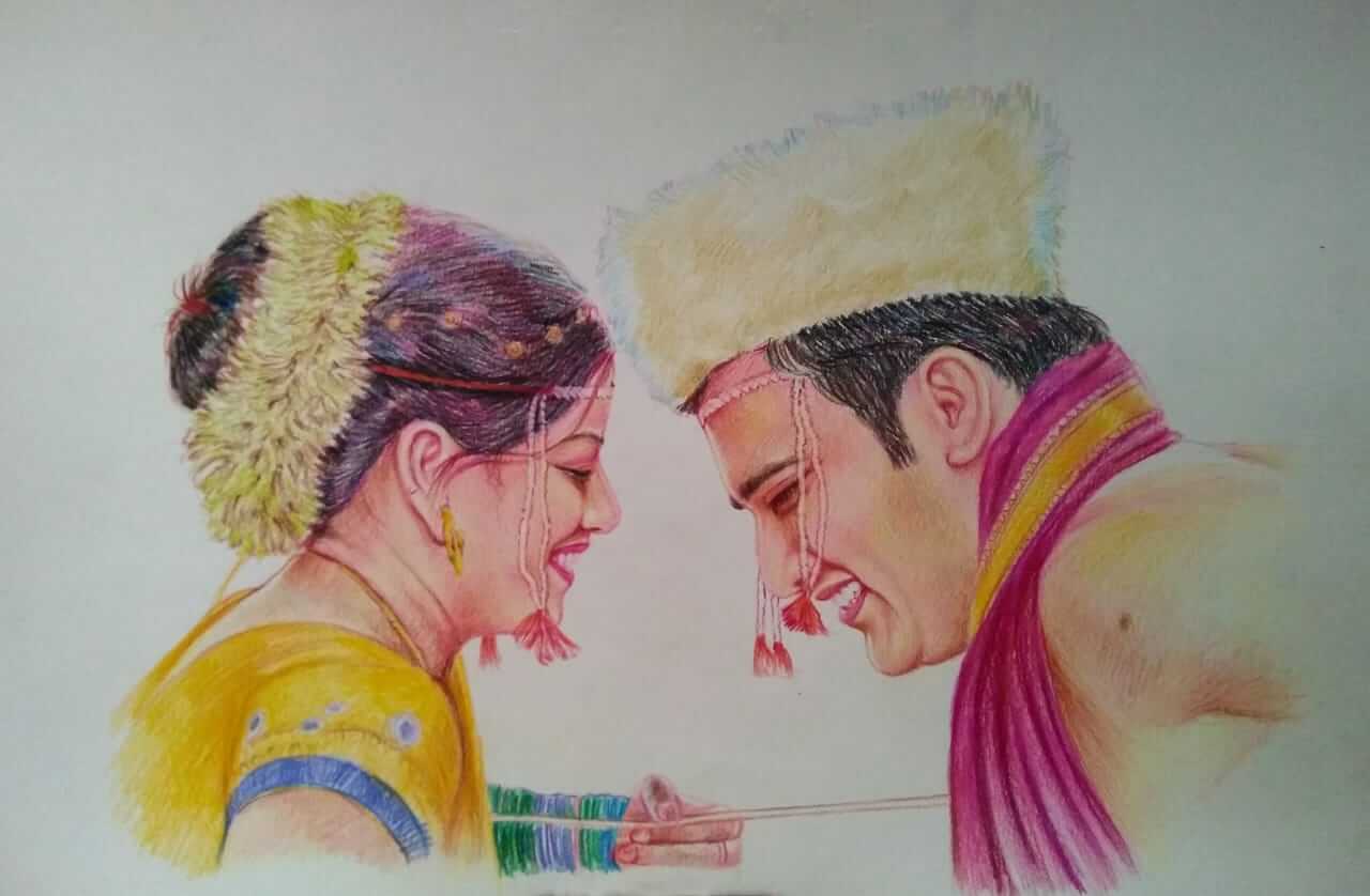 Update 155+ wedding couple sketch images latest