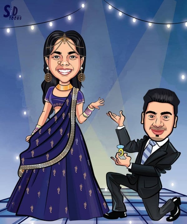 Wedding Proposal Caricature