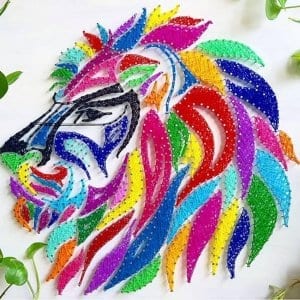abstract lion string art