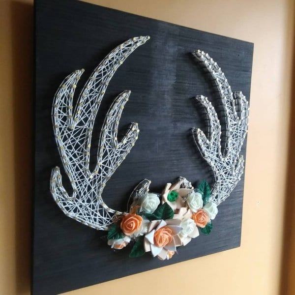 antler with flowers string art