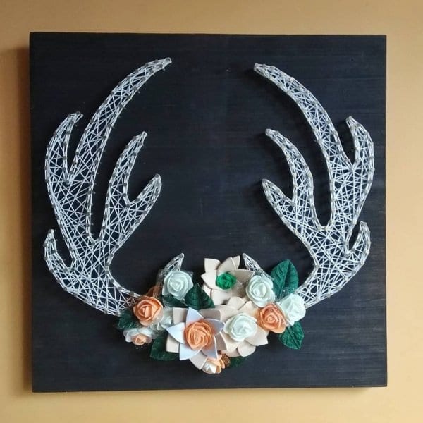 antler with flowers string art