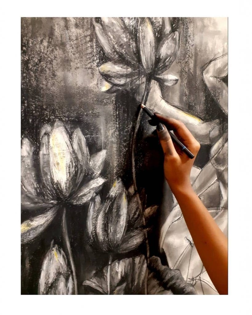Charcoal Drawing Art by Arunita Stoned Santa