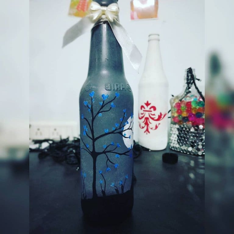 Couple Themed Painted Bottle by Batliwali Stoned Santa