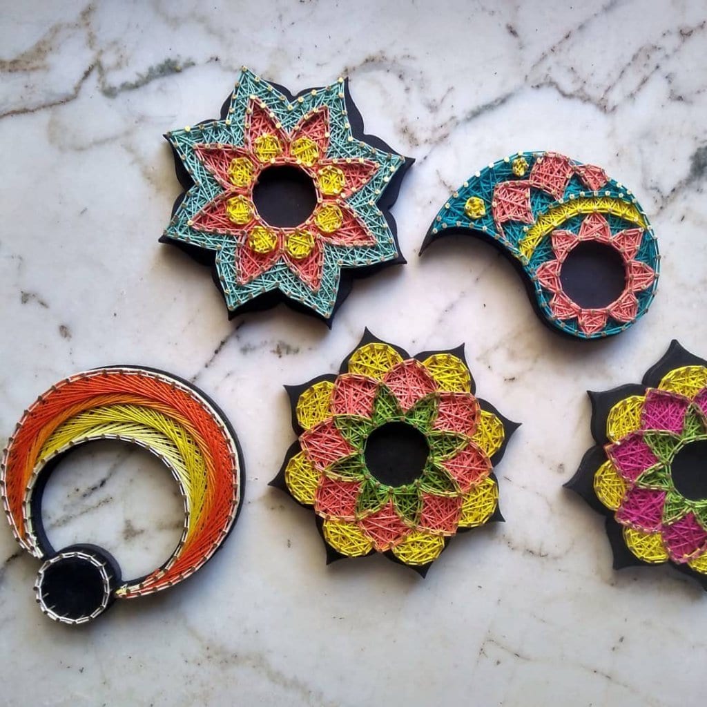 Diya Holder String Art by Anjani Stoned Santa
