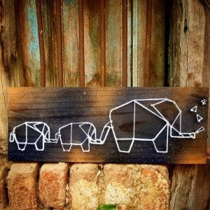 elephant family outline string art