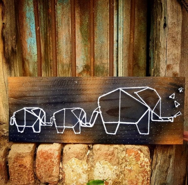elephant family outline string art