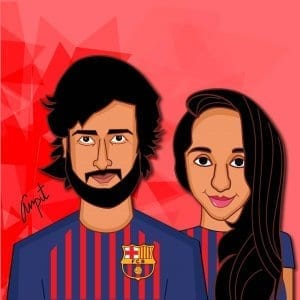 fcb fan couple caricature