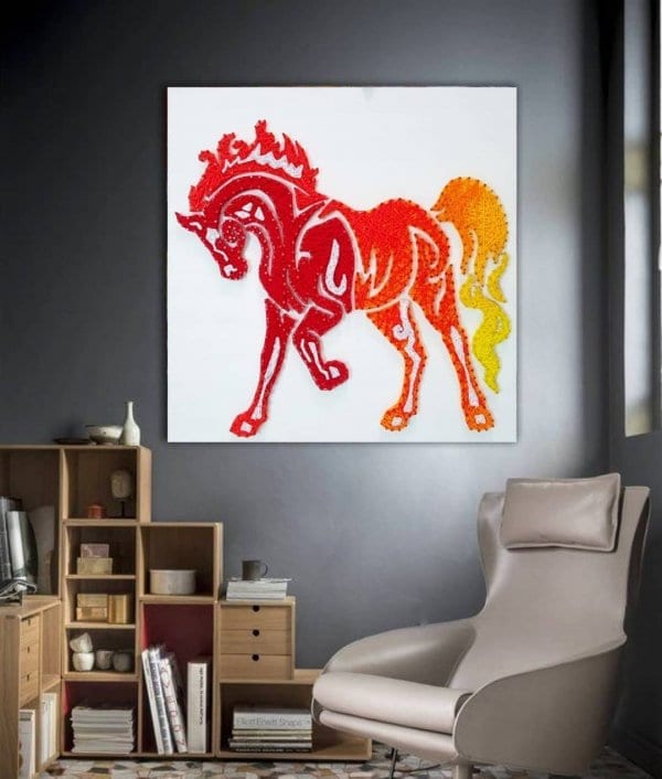 flaming horse string art