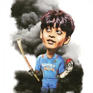indian cricketer caricature