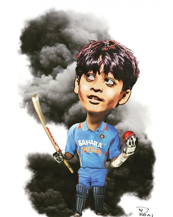 indian cricketer caricature