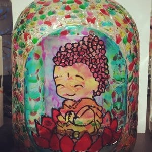 Happy Monk Themed Painted Bottle by Batliwali