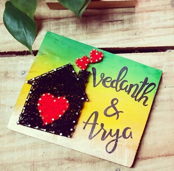 vedant and ary nameplate string art
