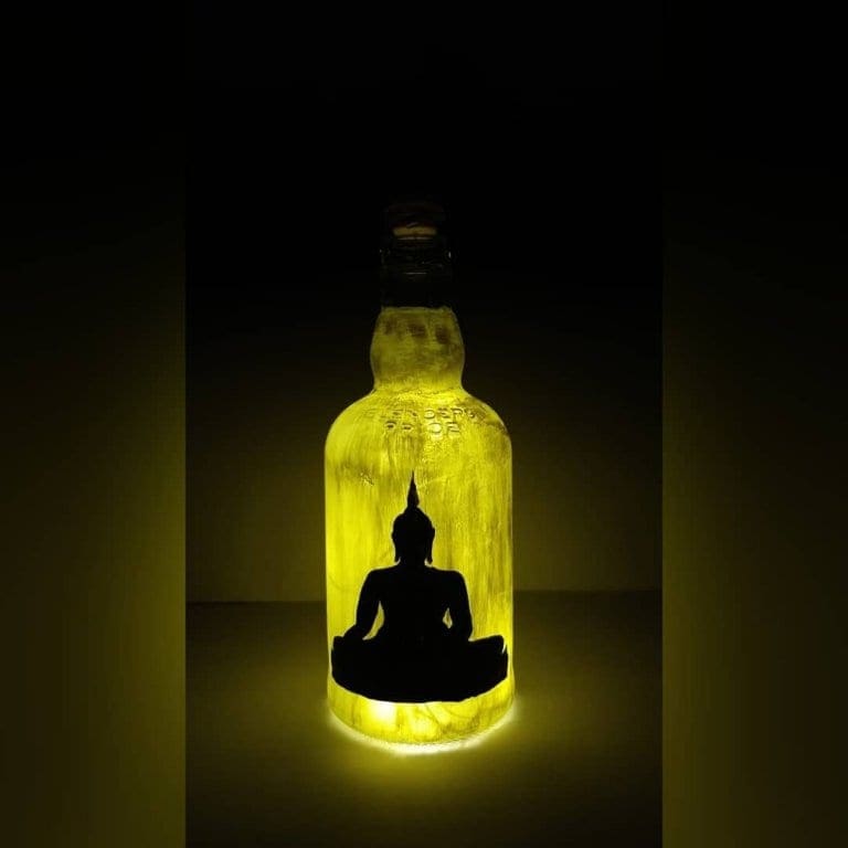 Buddha Themed Painted Bottle by Batliwali Stoned Santa