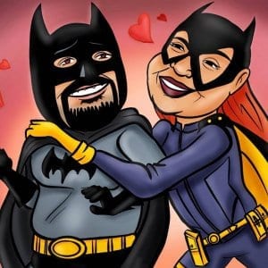 Batman and robbin themed couple caricature - Chetan- Digital art-stoned santa