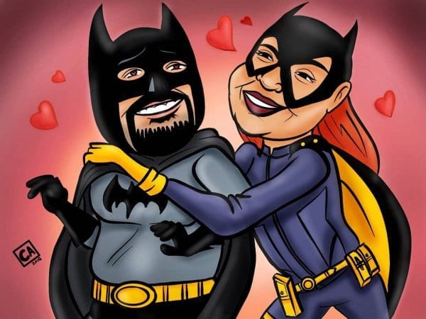 Batman and robbin themed couple caricature - Chetan- Digital art-stoned santa