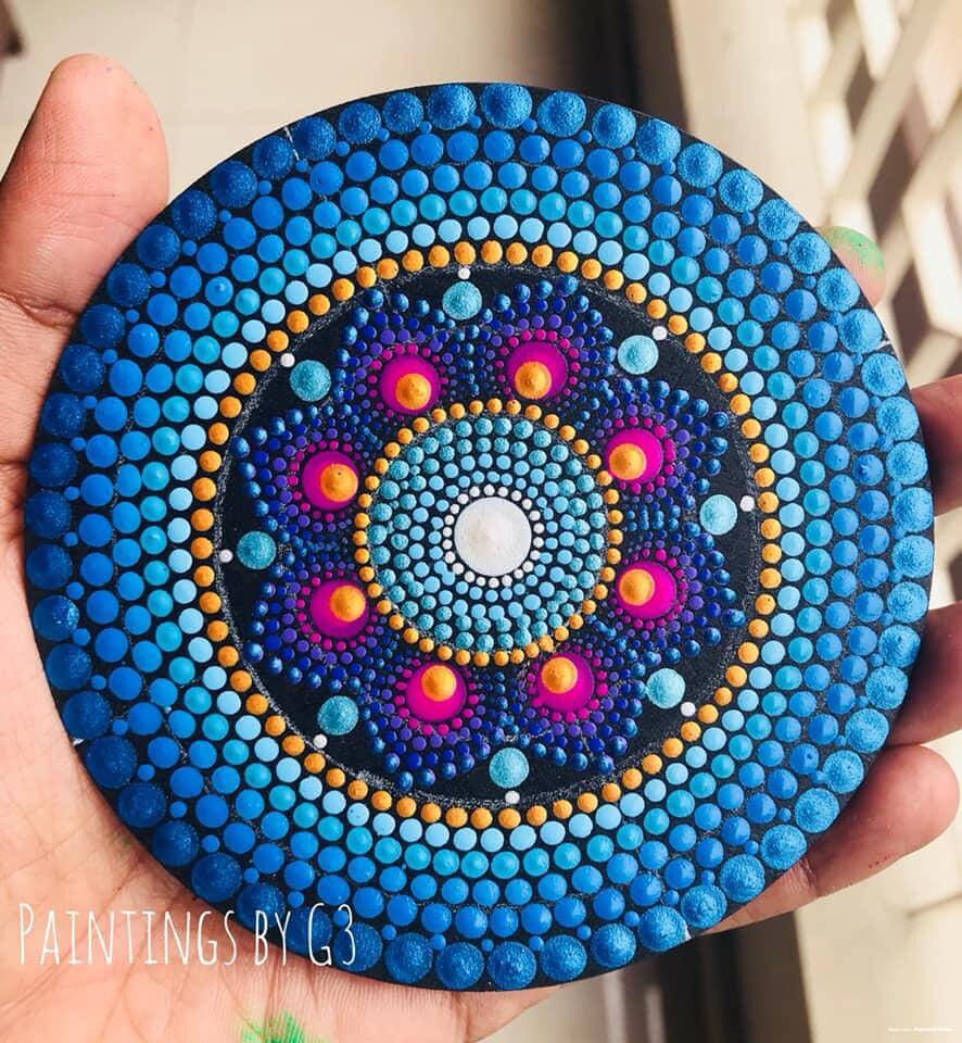 Bleed Blue Dot Mandala Fridge Magnet by Gayathri- Stoned Santa