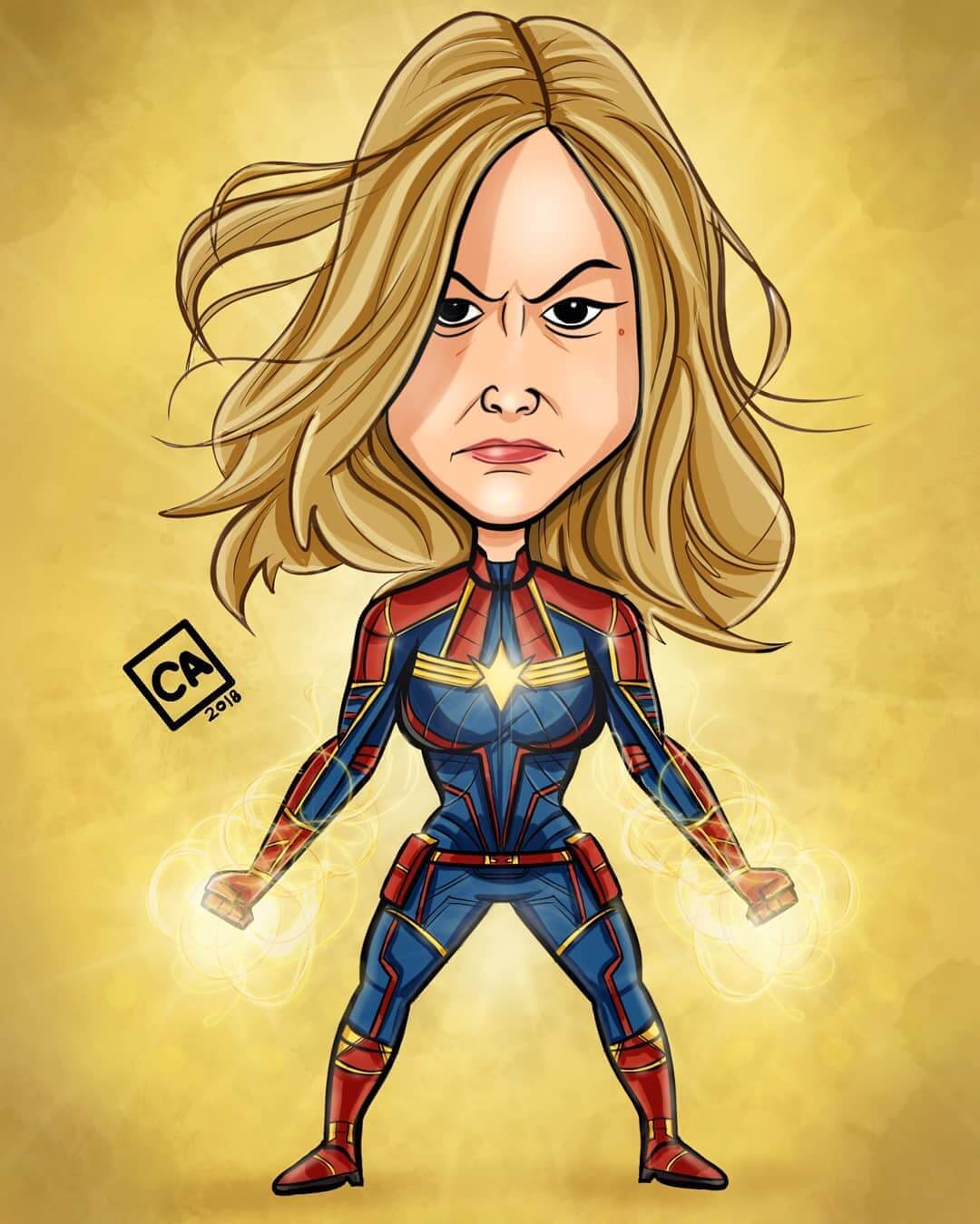 Captain Marvel themed Caricature by Chetan - Stoned Santa