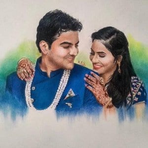 Couple-Color-Portrait-Kaustubh-Handmade Portrait- Stoned Santa