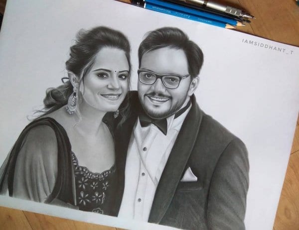 Couple Portrait-Pencil Portrait-Siddhant-Stoned Santa