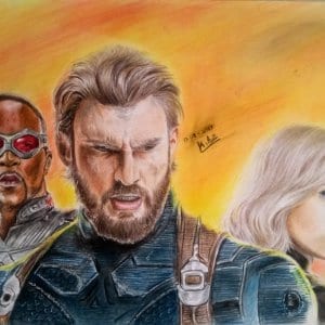 Falcon-Captain America-Black Widow-Handmade Portrait- Stoned Santa