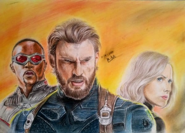 Falcon-Captain America-Black Widow-Handmade Portrait- Stoned Santa