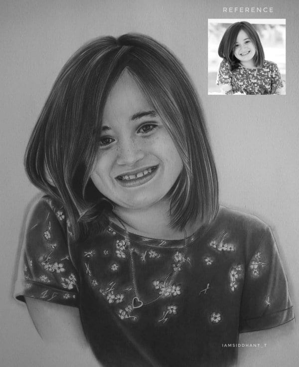 Girl Pencil Portrait Hyper Realistic Portrait-Siddhant