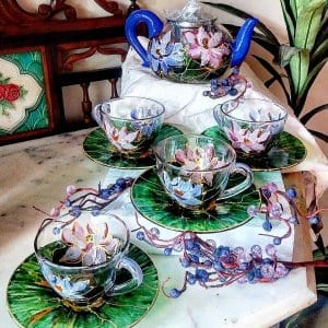 Hand Painted Water Lily Tea Set