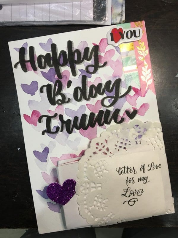 Handwritten Birthday Card with Letters