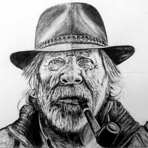 Old Man Pencil Portrait by Jay
