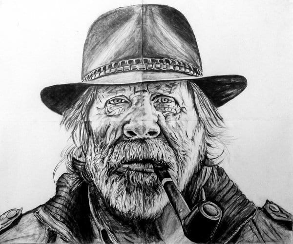 Old Man Pencil Portrait by Jay