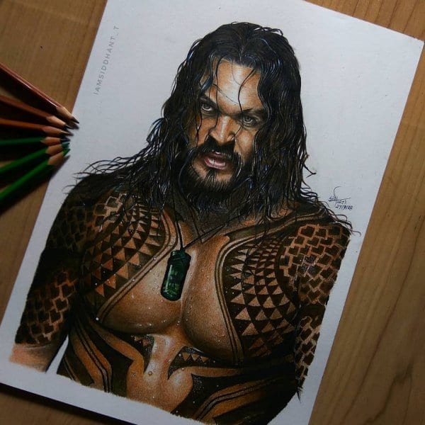 Aquaman-Pencil Portrait-Hyper Realistic Portrait-Siddhant-Stoned Santa