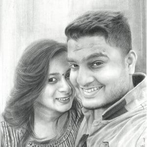Pencil Portrait of a Couple by Monica