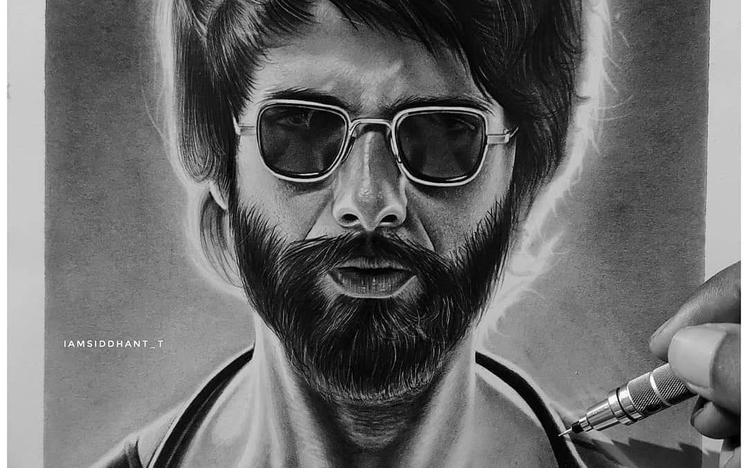 Shahid Kapoor Pencil Portrait Hyper Realistic Portrait-Siddhant