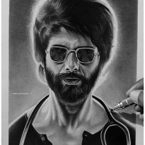 Shahid Kapoor Pencil Portrait Hyper Realistic Portrait-Siddhant