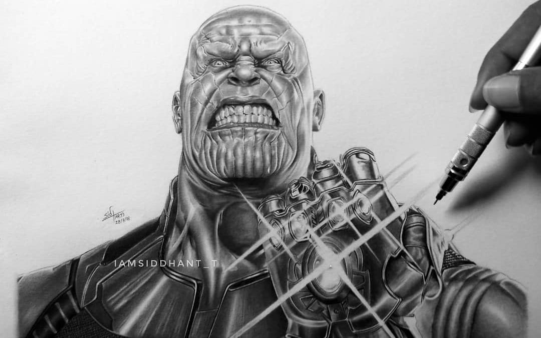 Thanos Hyper Realistic Pencil Portrait- Siddhant
