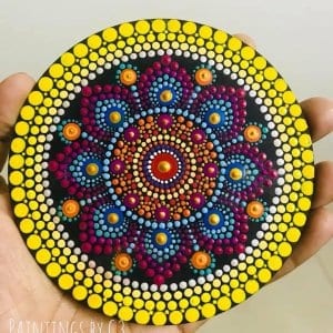 Yellow Dahlia Mandala Fridge Magnet