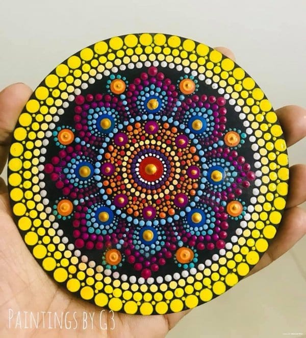 Yellow Dahlia Mandala Fridge Magnet